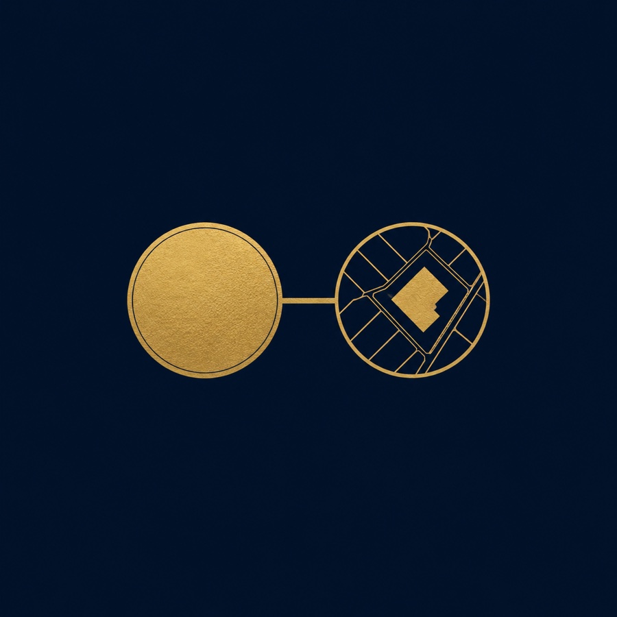 Covalent bond mark — capital bonded to an Opportunity Zone